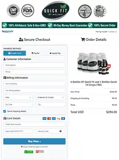 Quick Fit Order Page